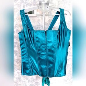 Teal Satin Corset Top